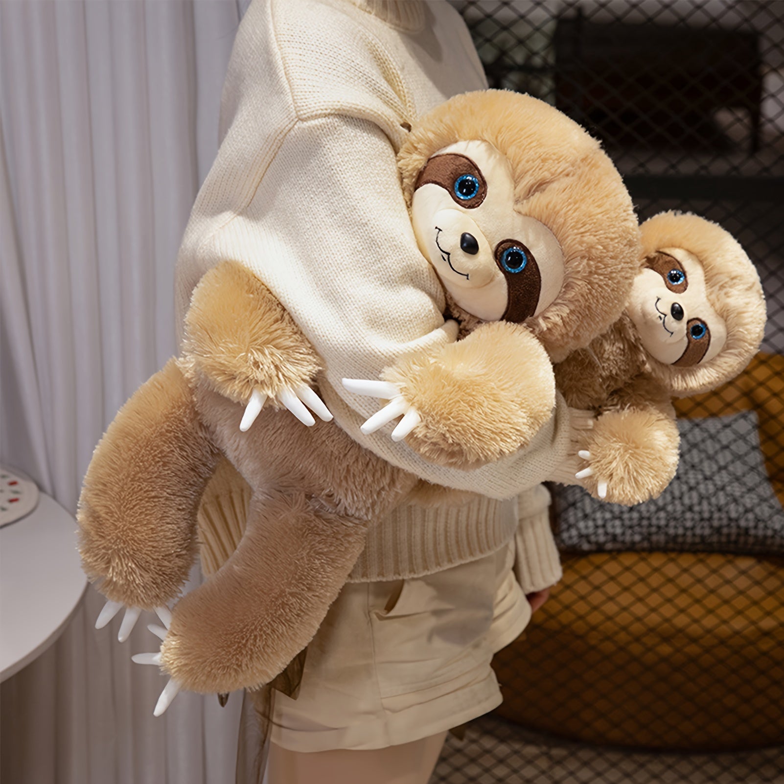 Large Soft Brown Sloth Plush Toy Stuffed Animal - Home Decor