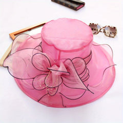 Organza Derby Hat Wide Brim Sun Hat Church Wedding Bridal Bucket Beach Hat
