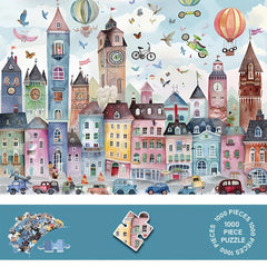 1000pcs Jigsaw Puzzle Hot Air Balloon House Scratch Resistant Waterproof