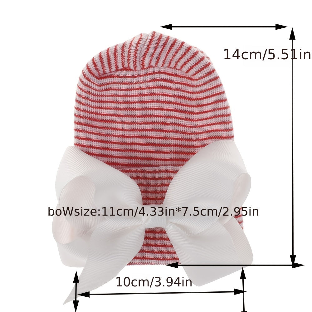 Newborn Infant Bow Knitted Head Wrap Hospital Hat Turban Headband Headwear