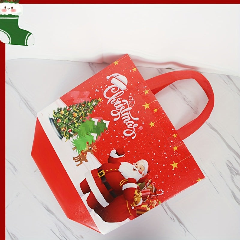 3pcs Christmas Gift Bag Medium Festive Tote Handle Reusable