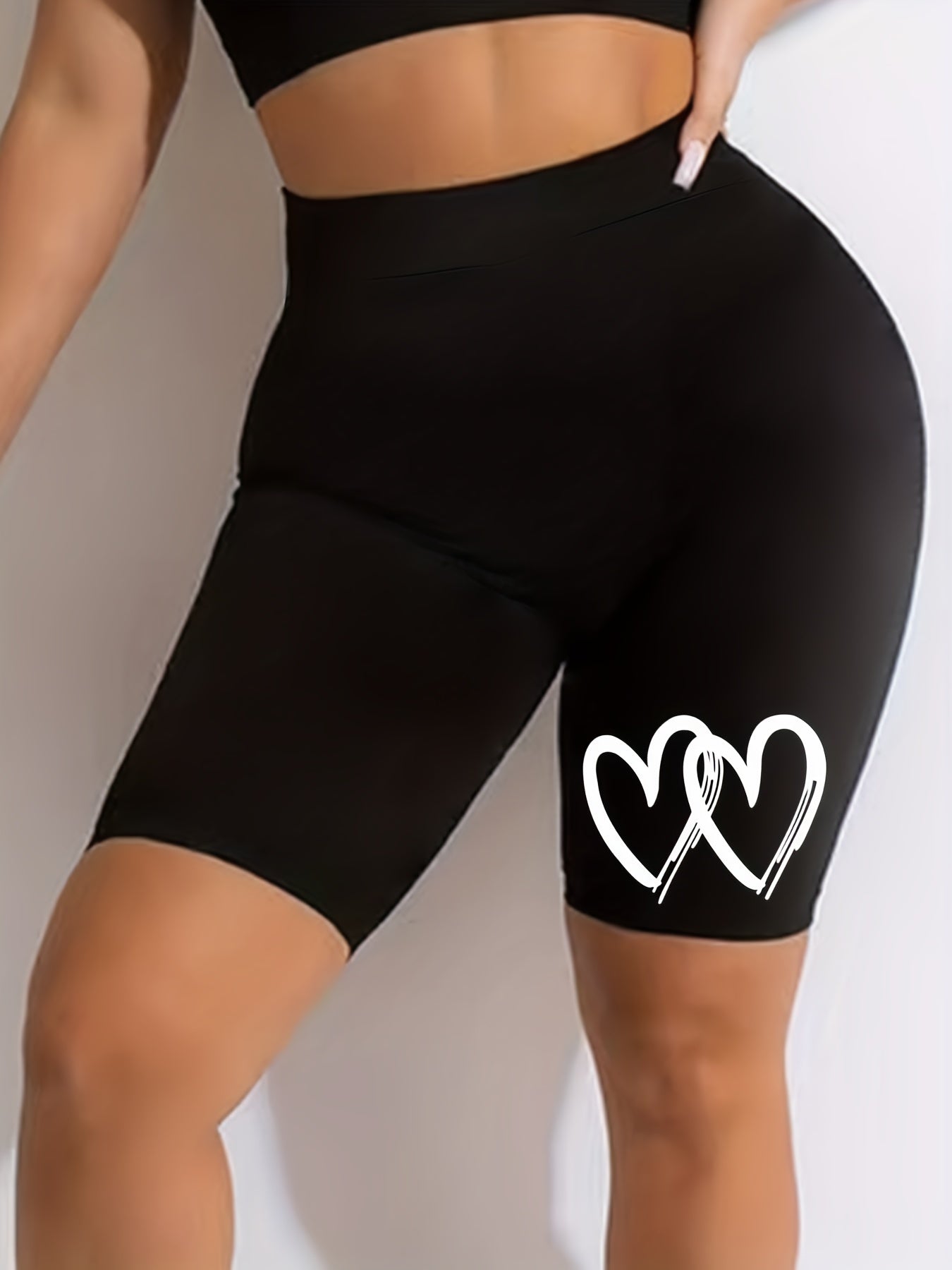 Women's Plus Heart Print High Rise Biker Shorts