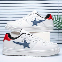 Women's Star Pattern Sneakers Lace Up Skate Shoes Lightweight