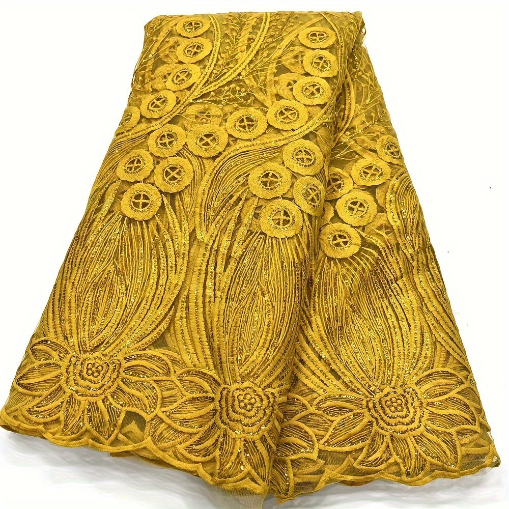 African Silk Lace Glitter French Embroidery Tulle for Wedding
