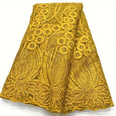 African Silk Lace Glitter French Embroidery Tulle for Wedding