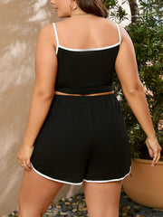 Women's Plus Cami Crop Top & Drawstring Shorts Set
