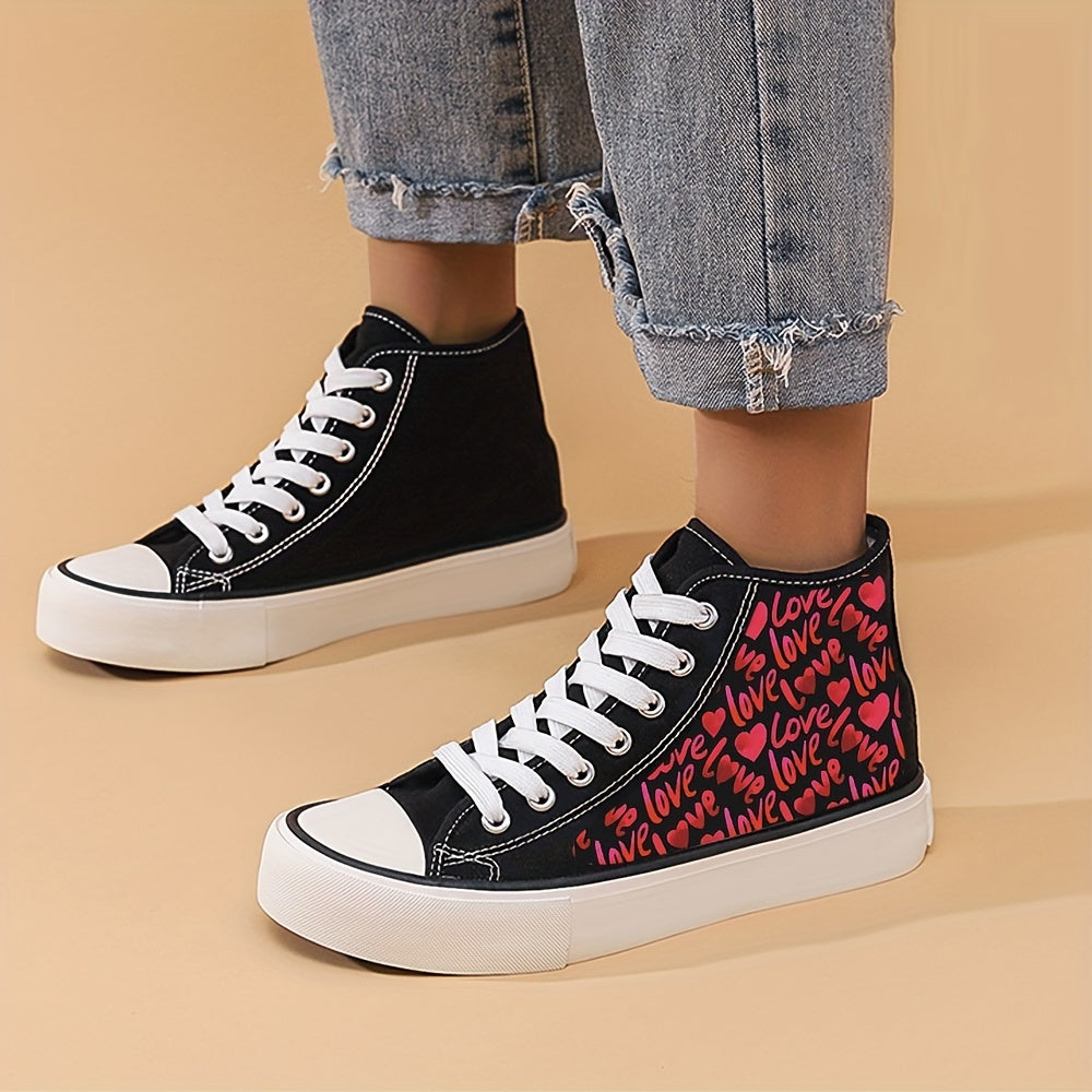 Girl's Love Heart High Top Skate Shoes