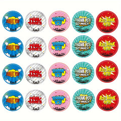 100pcs E-commerce Thank You Stickers, Colorful Round Stickers, 5.08 cm