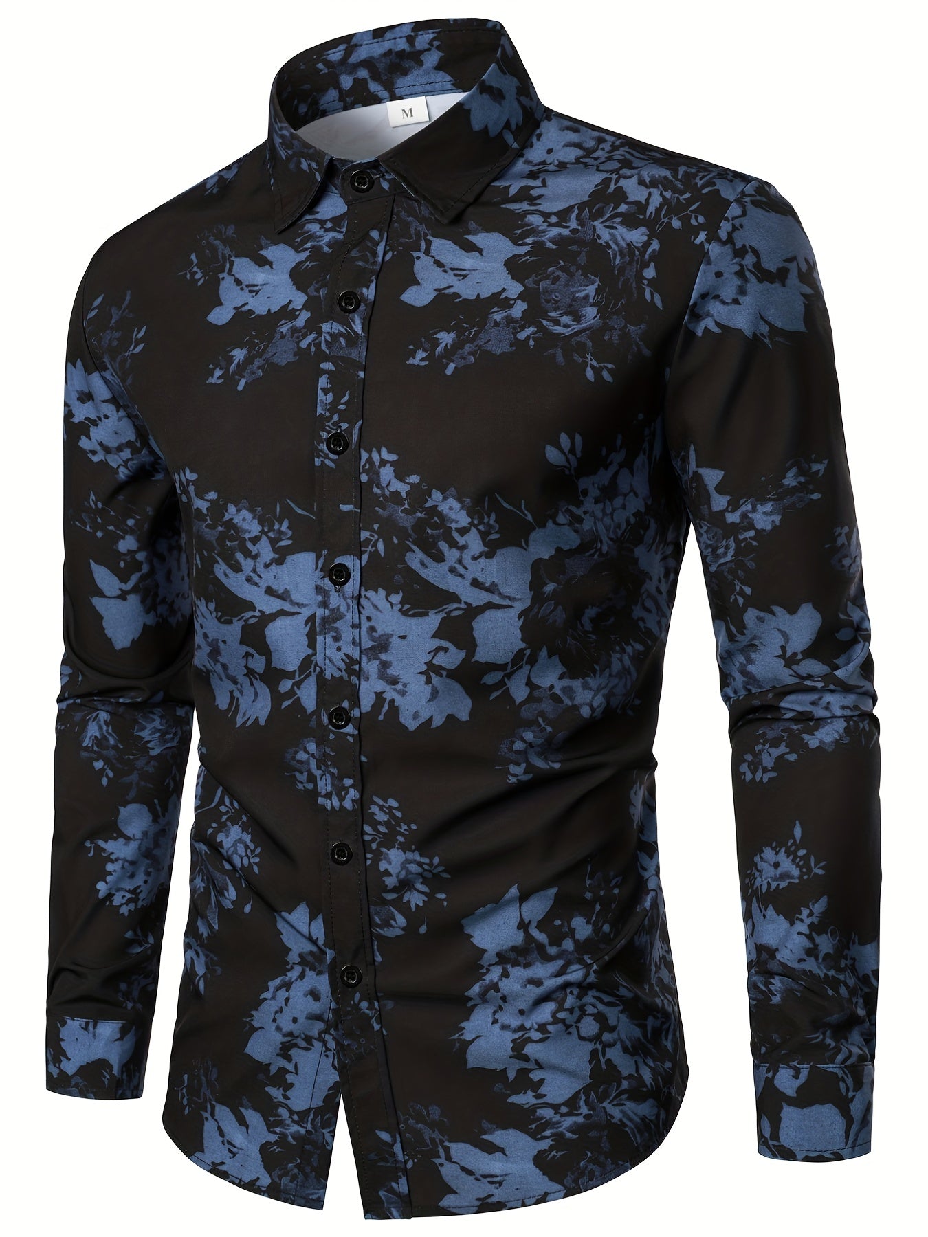Men's Formal Flower Print Button Up Shirt Spring/Fall Business Occasion