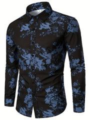 Men's Formal Flower Print Button Up Shirt Spring/Fall Business Occasion