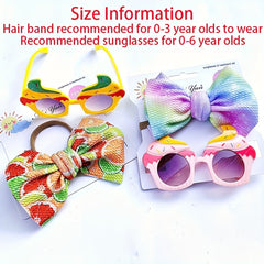 Cartoon Fabric Bow Hair Ties & Ice Cream Sunglasses Girls Accessories