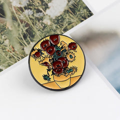 Yellow Vase Sunflower 3D Pattern Brooch Girls
