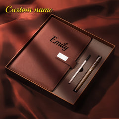 Customizable A5 Notebook Gift Set Red Business Stationery Box with Pen