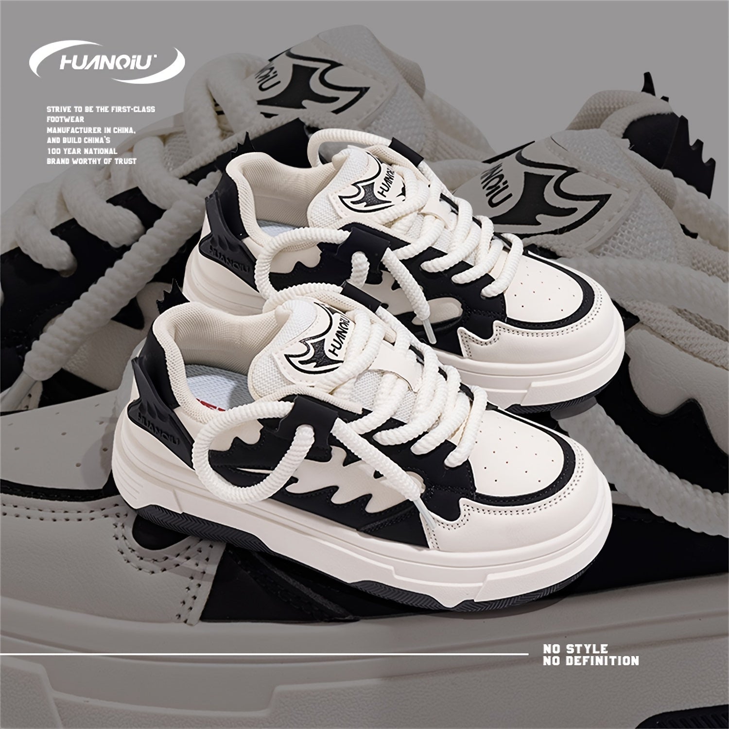 HUANQIU Lace-up Platform Skate Shoes for Women