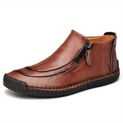 Men's Vintage High Top Boots, Zipper Closure, Casual Outdoor Shoes