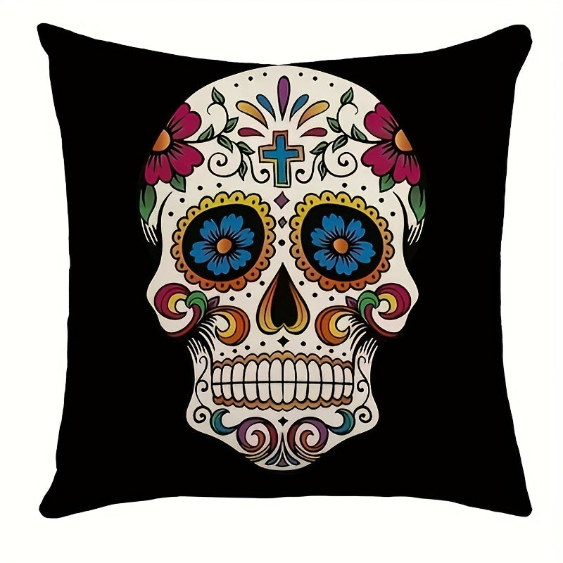Funny Flower Skull Throw Pillow Covers