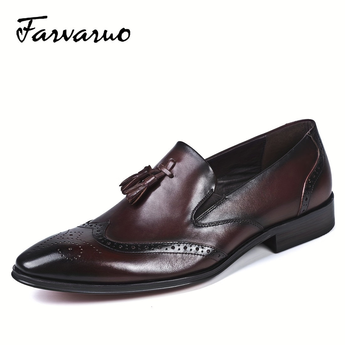 Men's Pointed Toe Brogue Tassel Dress Shoes Slip On Casual Smart Shoes