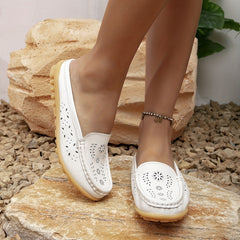 Women's Hollow Out Mules Flat Backless Loafers Slip On Shoes