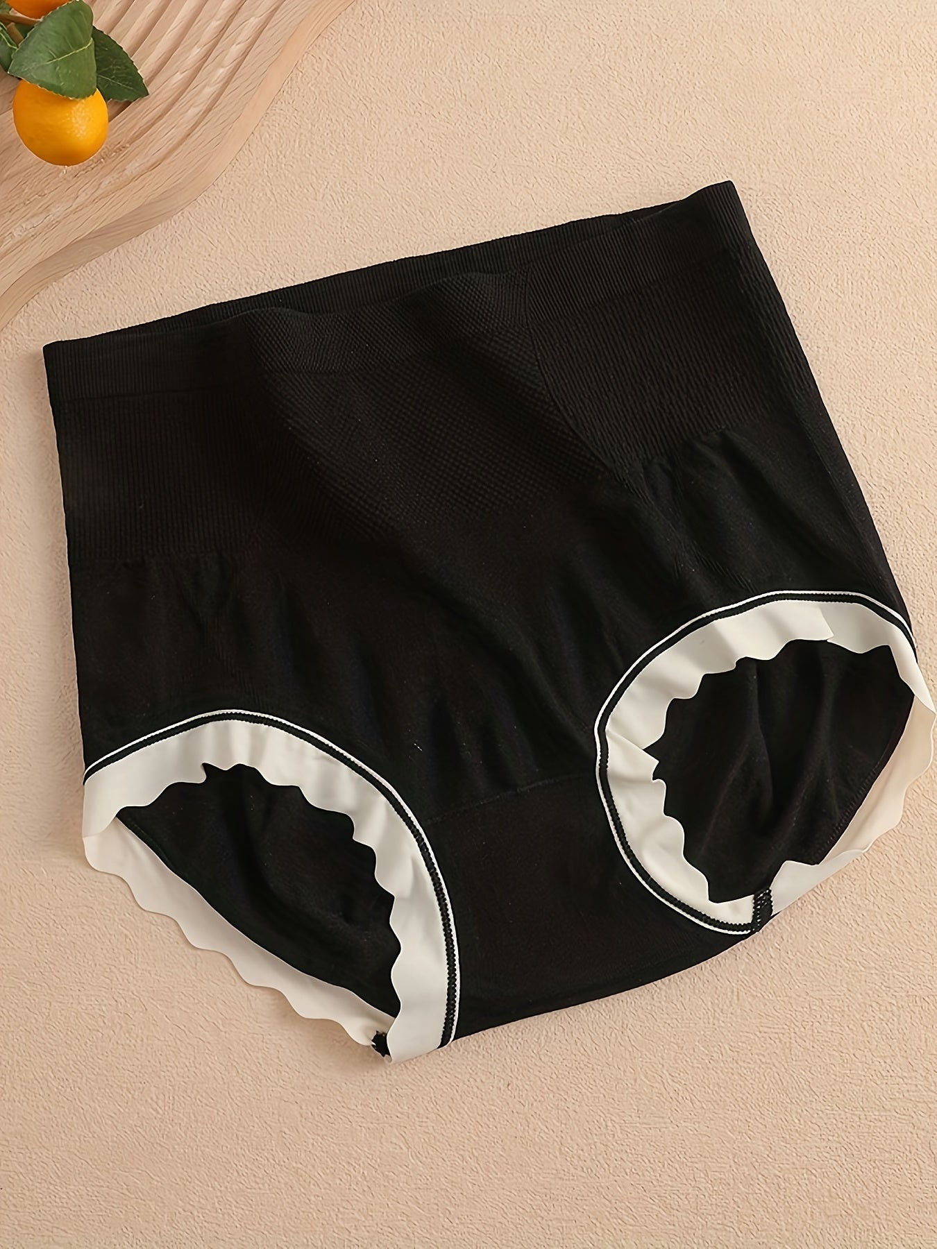 4pcs High Waist Scallop Trim Briefs Stretchy Intimates Panties