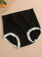 4pcs High Waist Scallop Trim Briefs Stretchy Intimates Panties