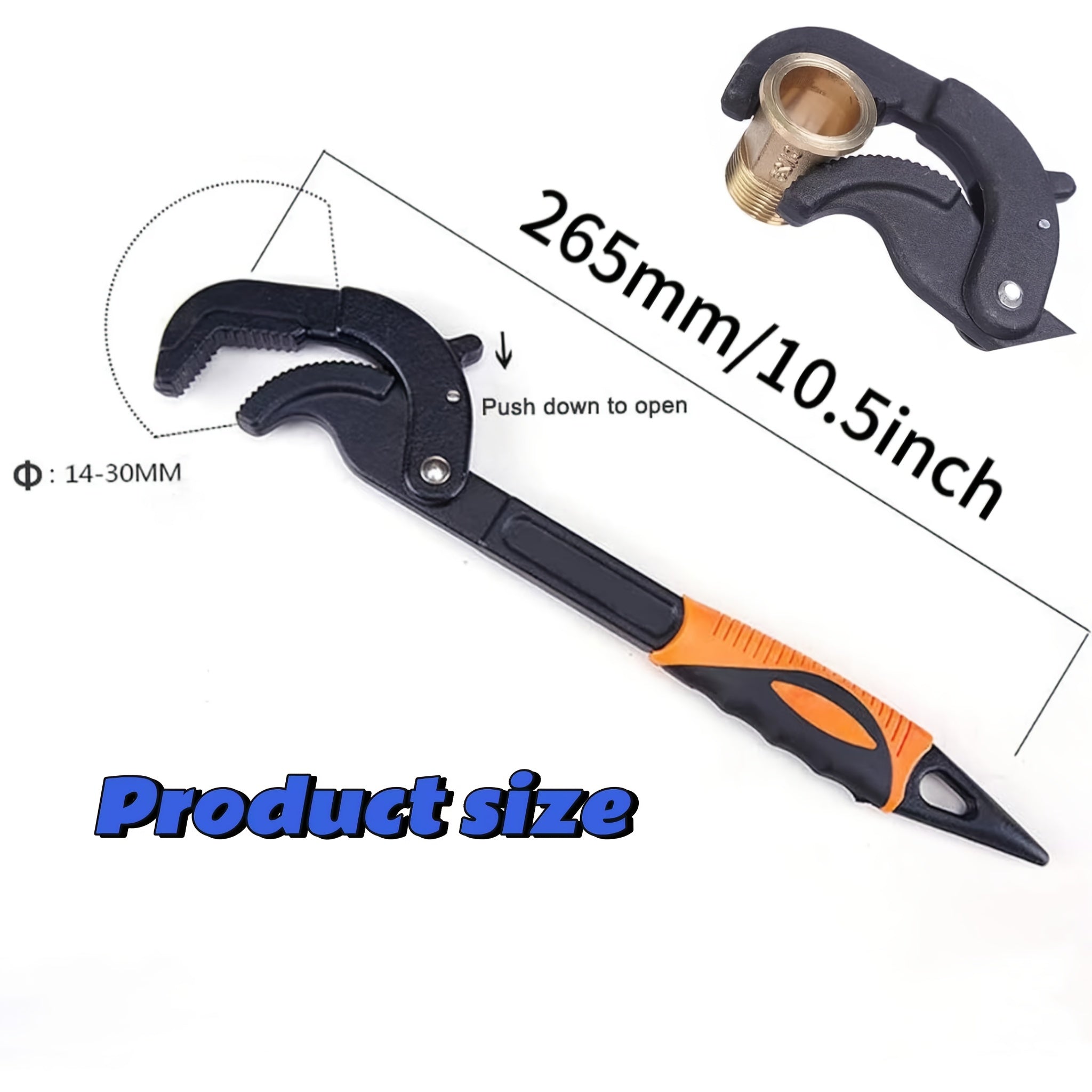 30mm Pipe Wrench Spanner High Carbon Steel Grip Tool For Plumber