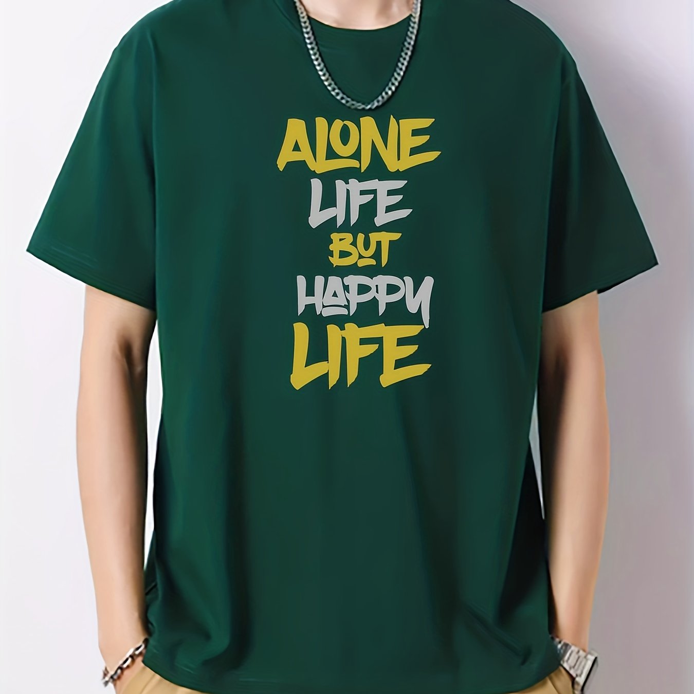Men's Cotton Letter Print Active T-Shirt