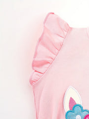 Toddler Girls Ruffle Trim Cartoon Unicorn Dress