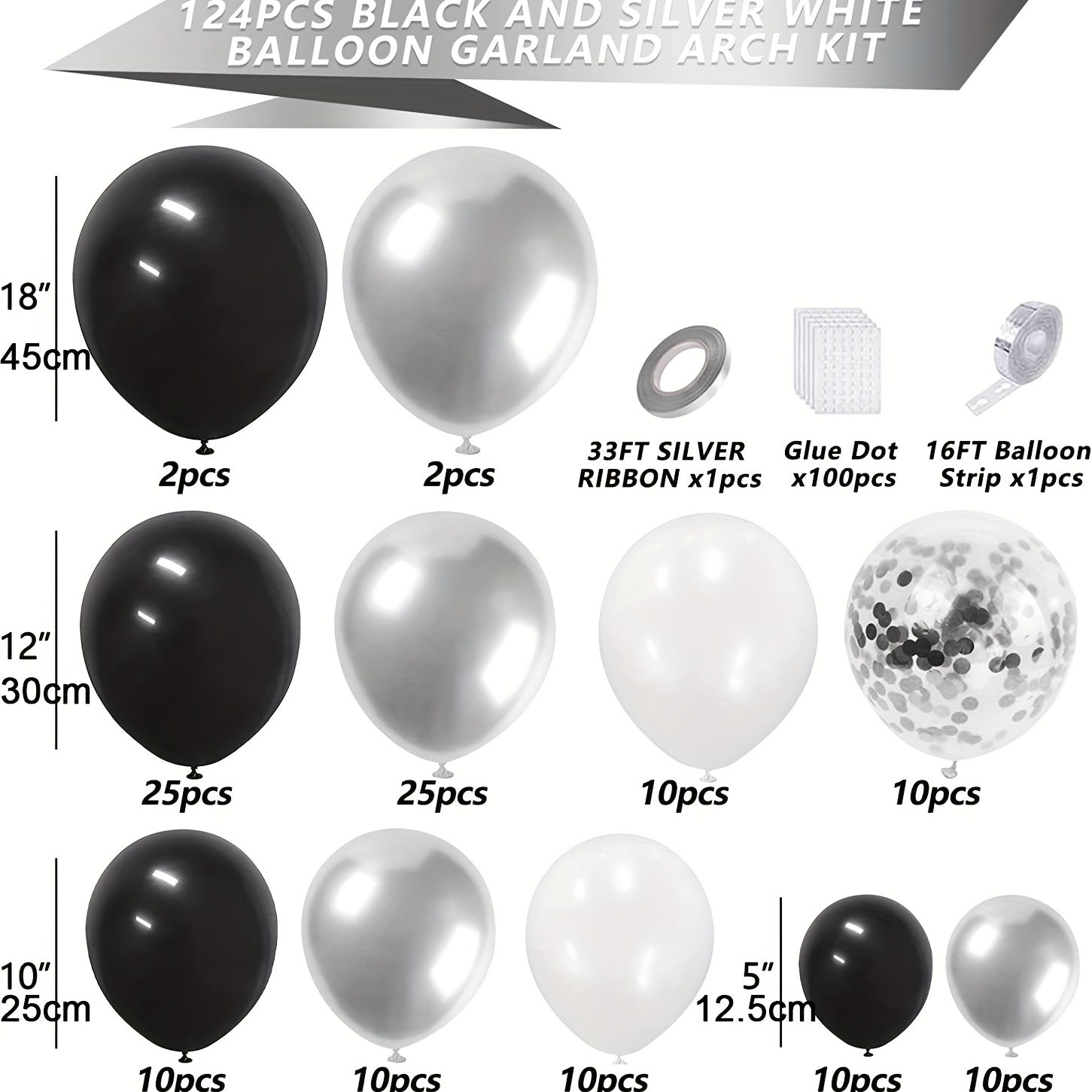 Silvery Balloons Garland Arch Kit - Graduation Birthday Anniversary Decor
