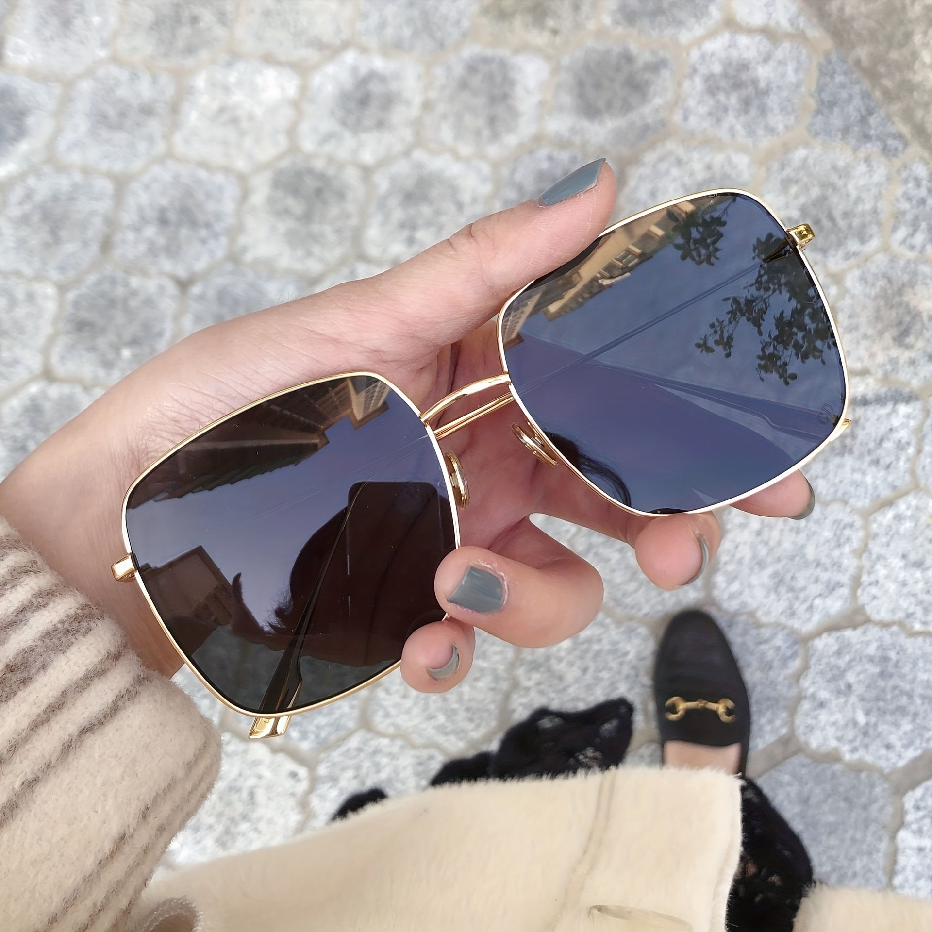Metal Frame Sunglasses Mirror Lens Glasses UV400