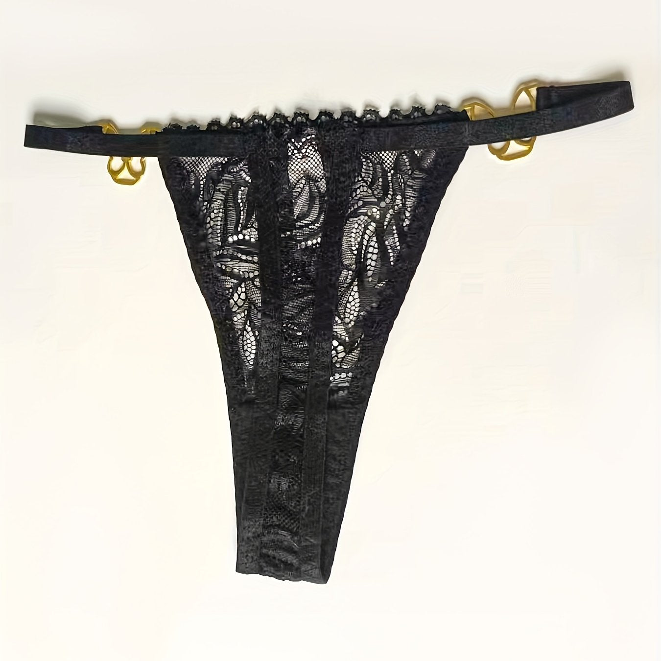 Floral Lace Mesh Thongs Butterfly Shape Ring Linked Intimates Panties