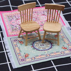 Handcrafted Dollhouse Rug Colorful Spring Scene Decor