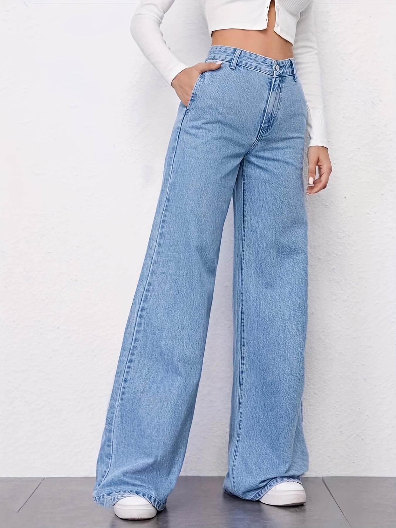High Waist Wide Leg Baggy Jeans Women's Denim Clothing