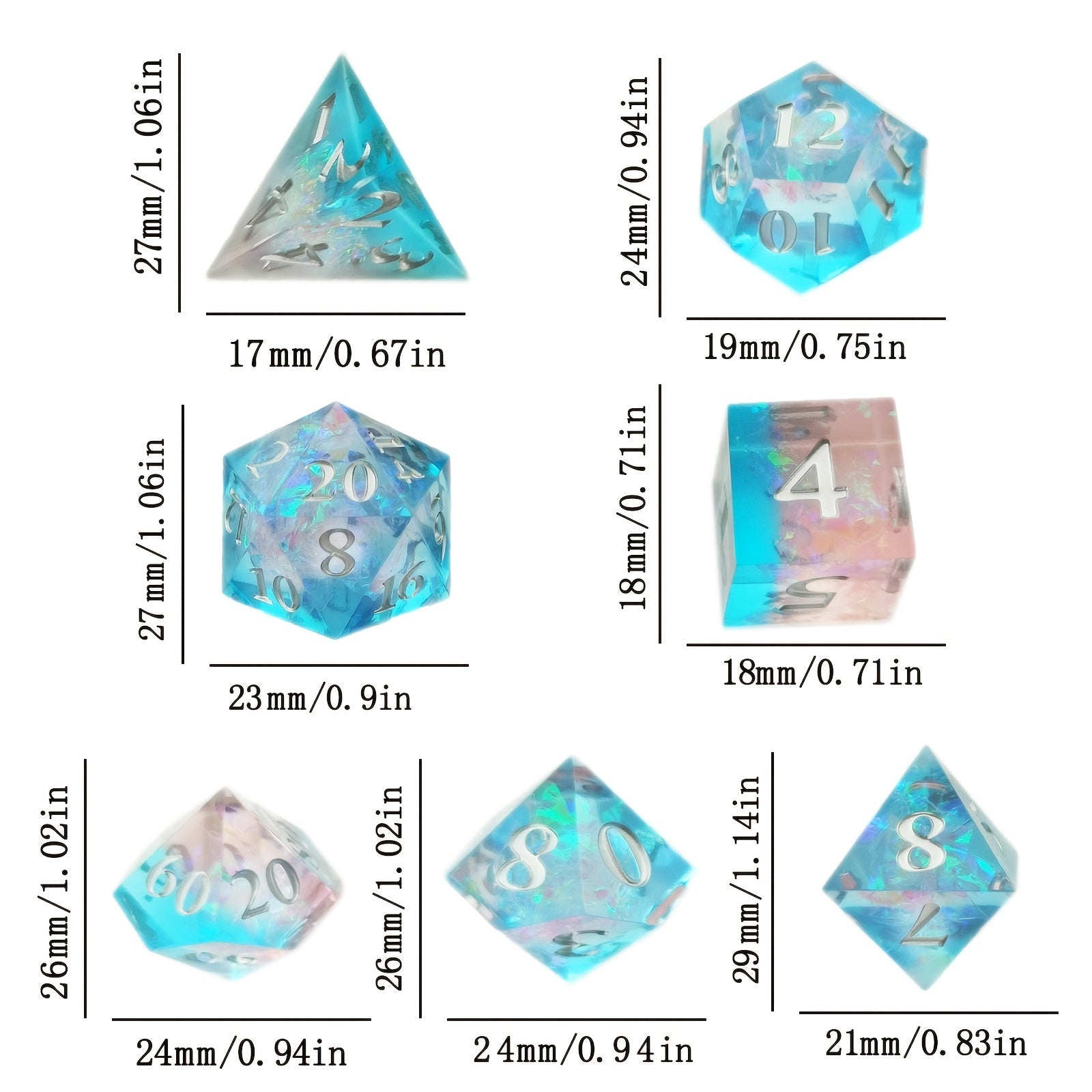 High Clear Paper Solid Resin Dice Set - Tabletop Game Dice Accessories