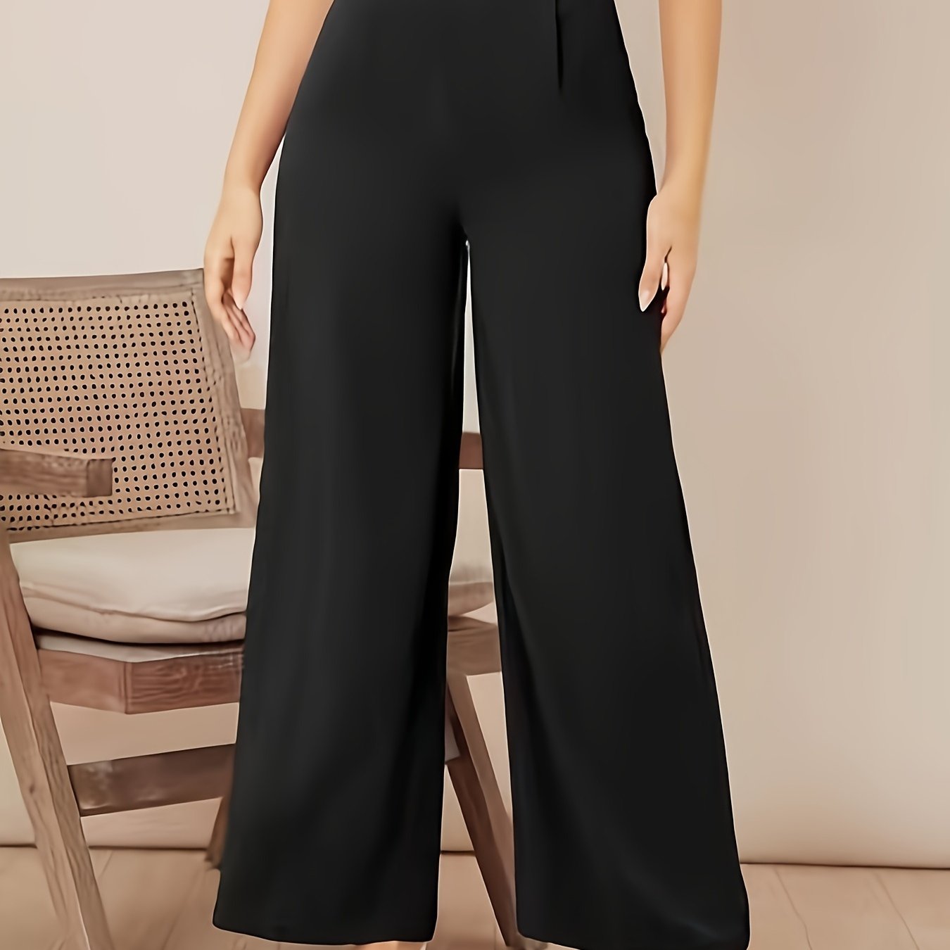 Wide Leg Loose Trousers with Buckle Detail