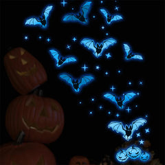 Colorful Luminous Bat Halloween Stickers Eight Bats Luminous Wall Stickers