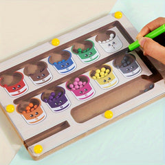 Wooden Sorting Maze Numbers Counting Puzzle Toy for Kids