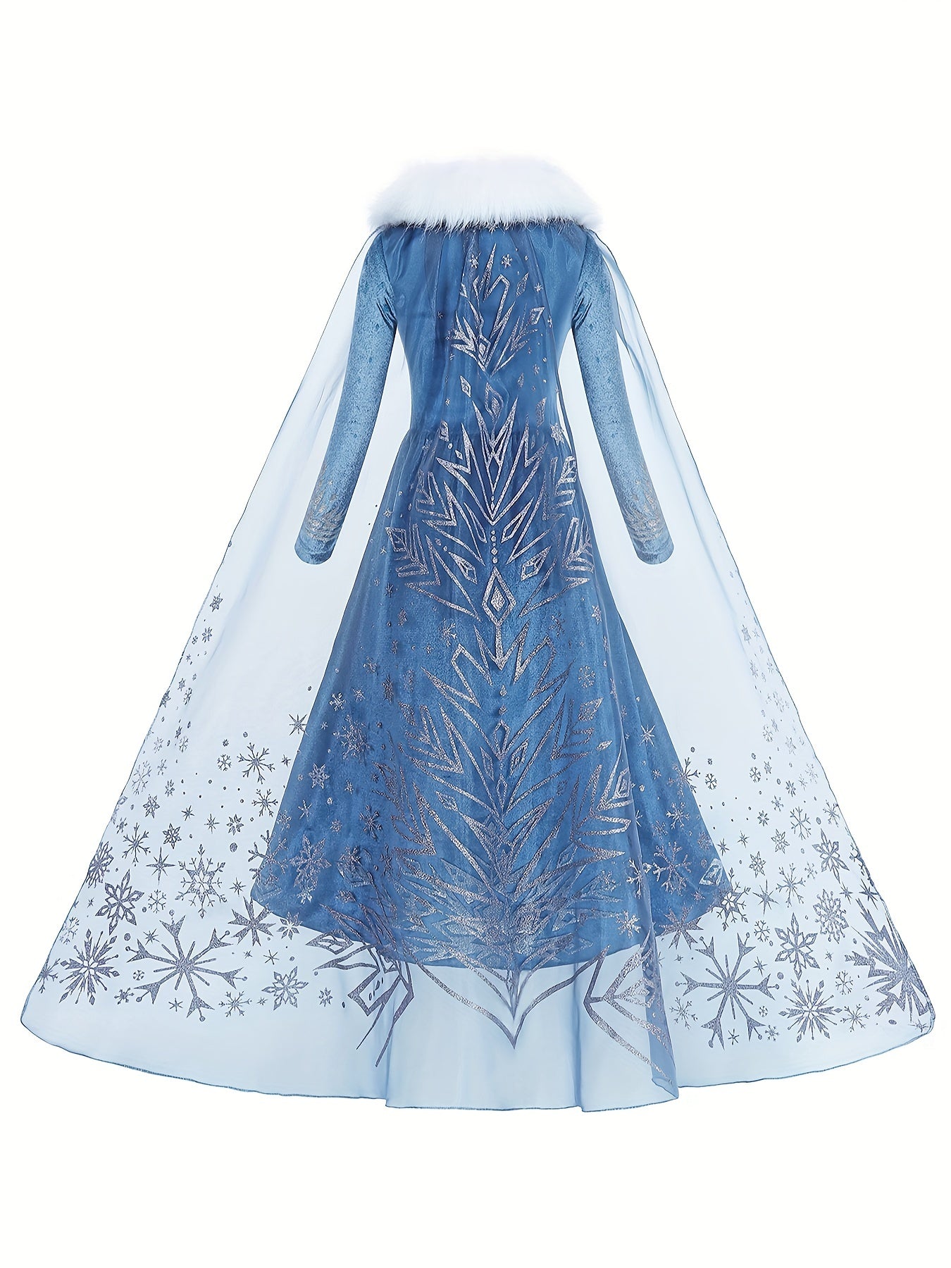 Girl's Velvet Princess Dress Snowflake Print Long Sleeve Dress