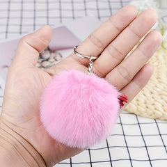 80pcs Faux Fur Ball Keychain Set With Tassel