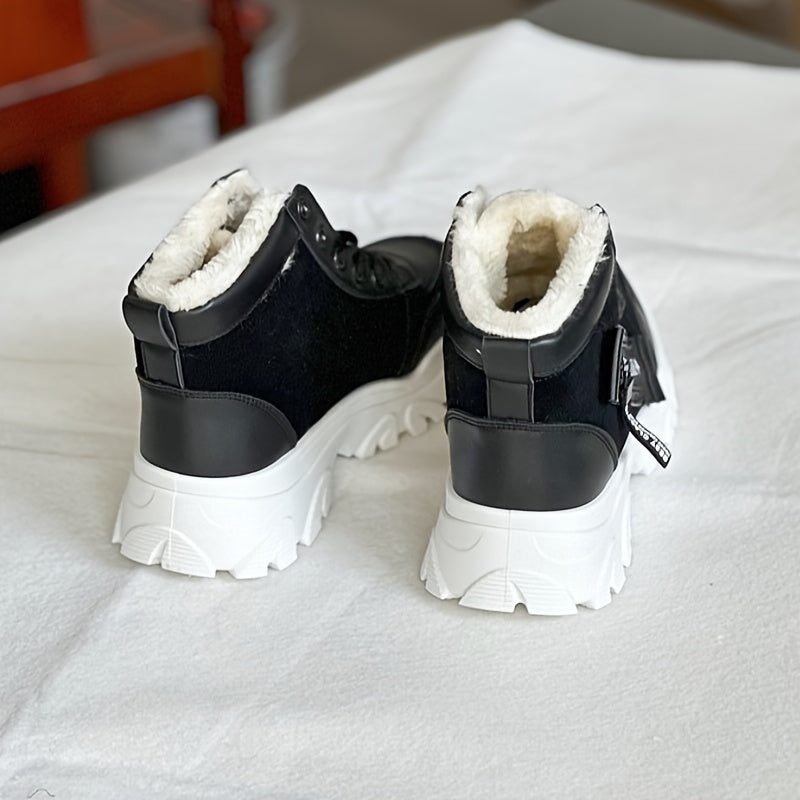 Women's Plush Lined Thermal Snow Boots Non Slip Chunky Shoes