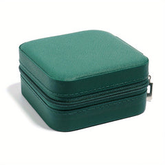 Portable PU Leather Jewelry Storage Box with Zipper - Home & Travel Organizer