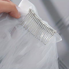 Short Satin Bow Knot Bridal Veil with Comb