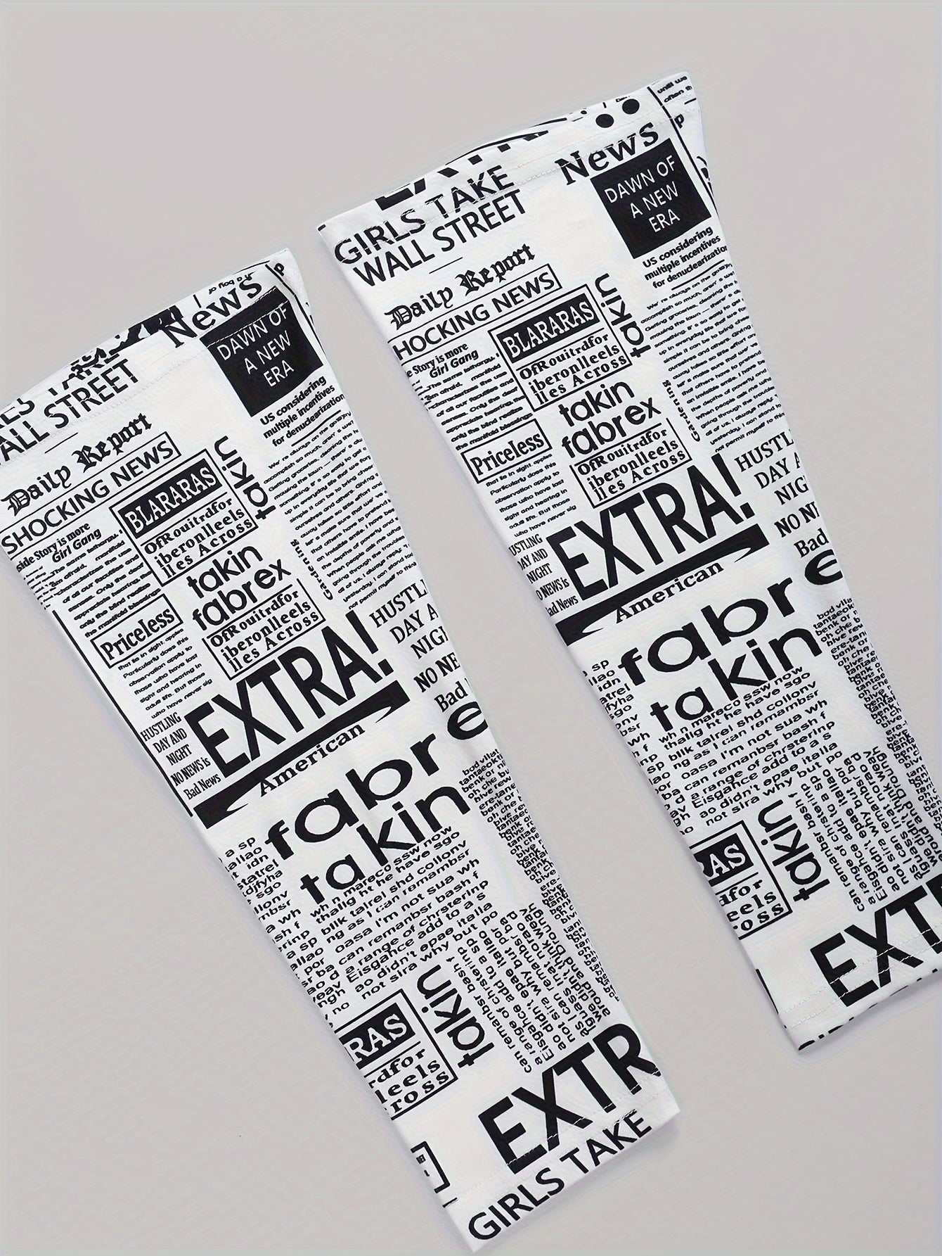 Newspaper Print Layered Top & Leggings Outfit Set