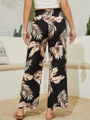 Tropical Print High Waist Wide Leg Pants