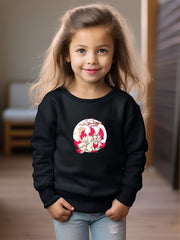 Girls Fox Pattern Crew Neck Long Sleeve Sweatshirt For Spring Fall