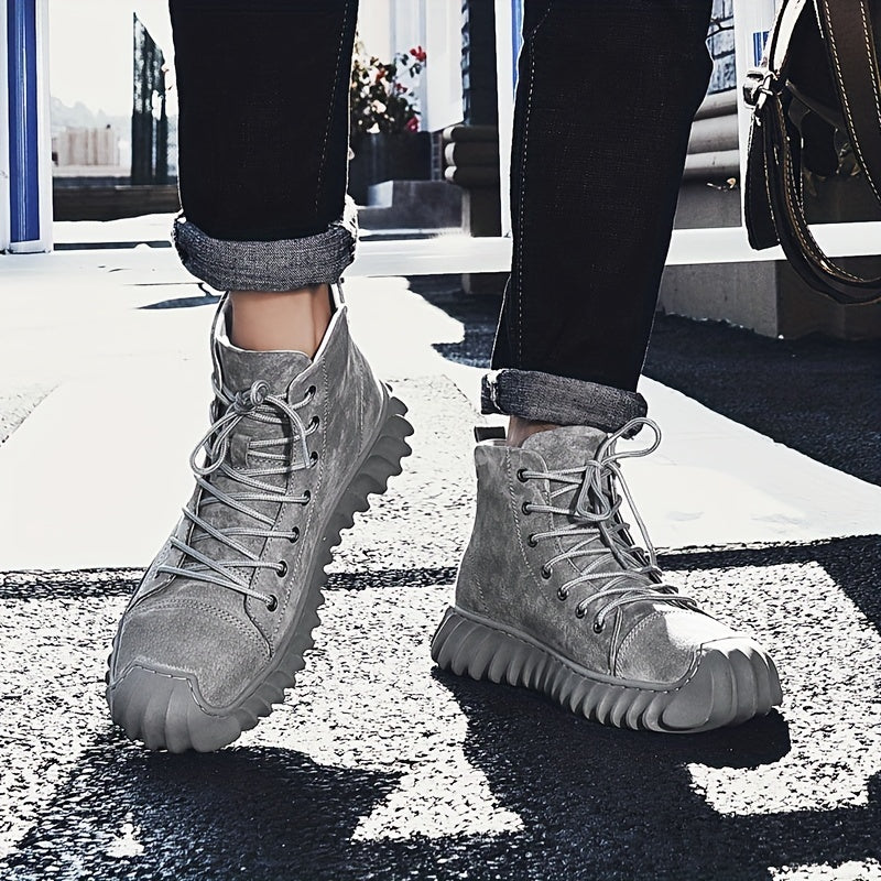 Men's Lace up Boots Cushioned Sneakers Casual Walking Shoes