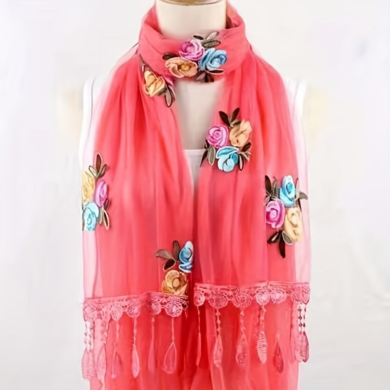 Flower Pattern Scarf Lace Shawl Wrap