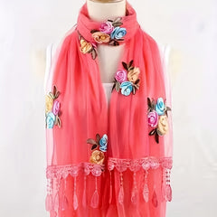 Flower Pattern Scarf Lace Shawl Wrap
