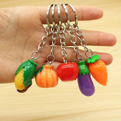 Vegetable Keychain Simulation Carrot Corn Tomato Pumpkin Eggplant Gift