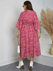 Bell Sleeve V Neck Casual Dress
