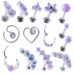Opal Tragus Nose Ring Surgical Steel Cartilage Piercing